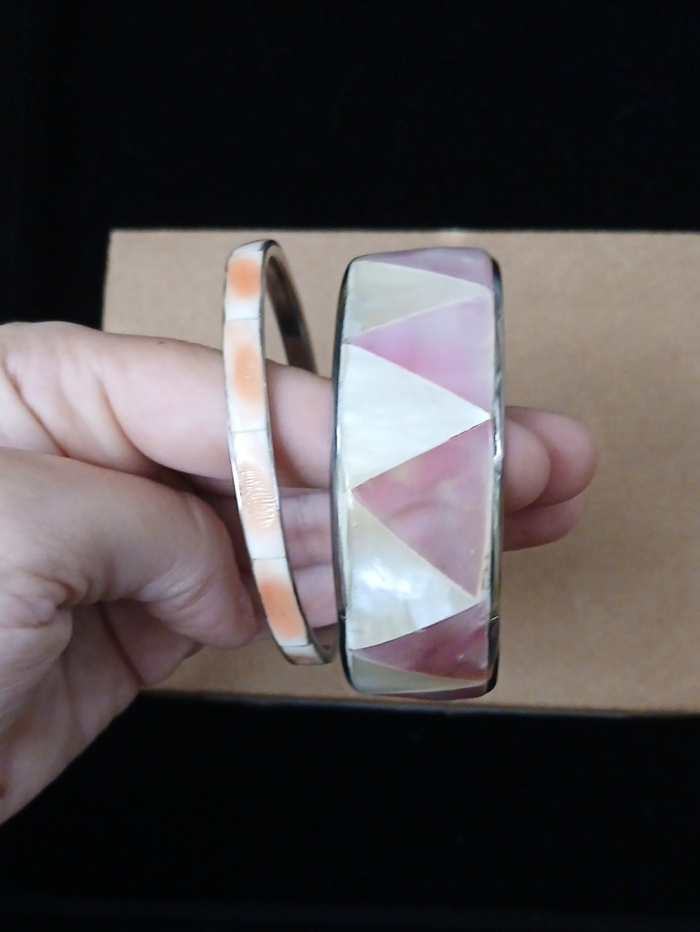 Opal Pink & Cream Shell Bangle Set - Women Jewelry